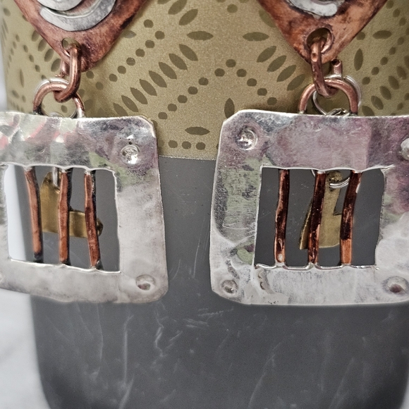 BOLIN “Caged Heart” Mixed Metal Earrings 925 Rare Artisan - Picture 7 of 14